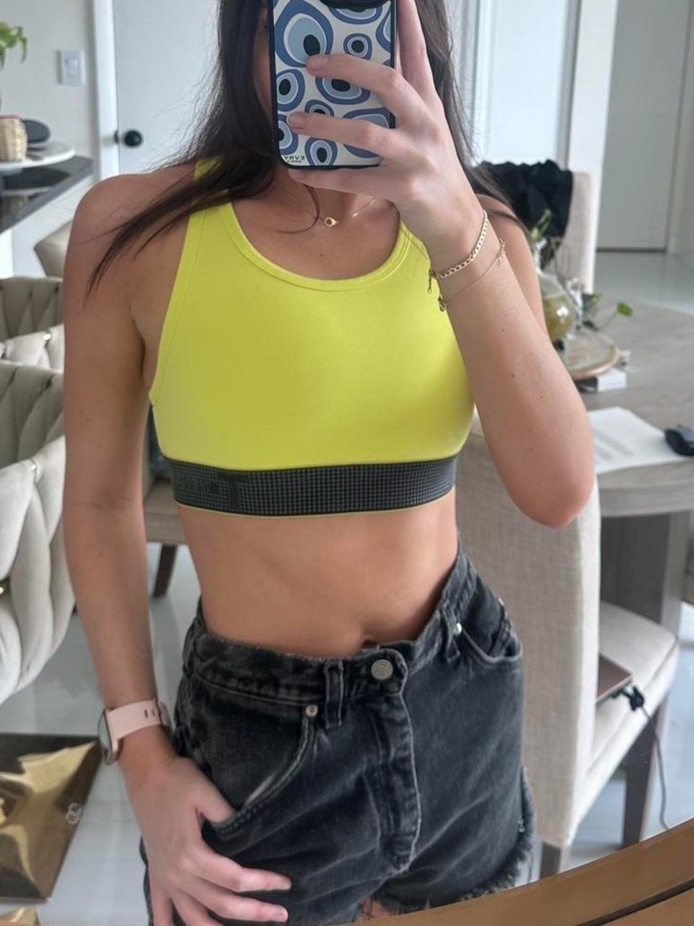Alexander Wang Neon Yellow and Black Sports Bra